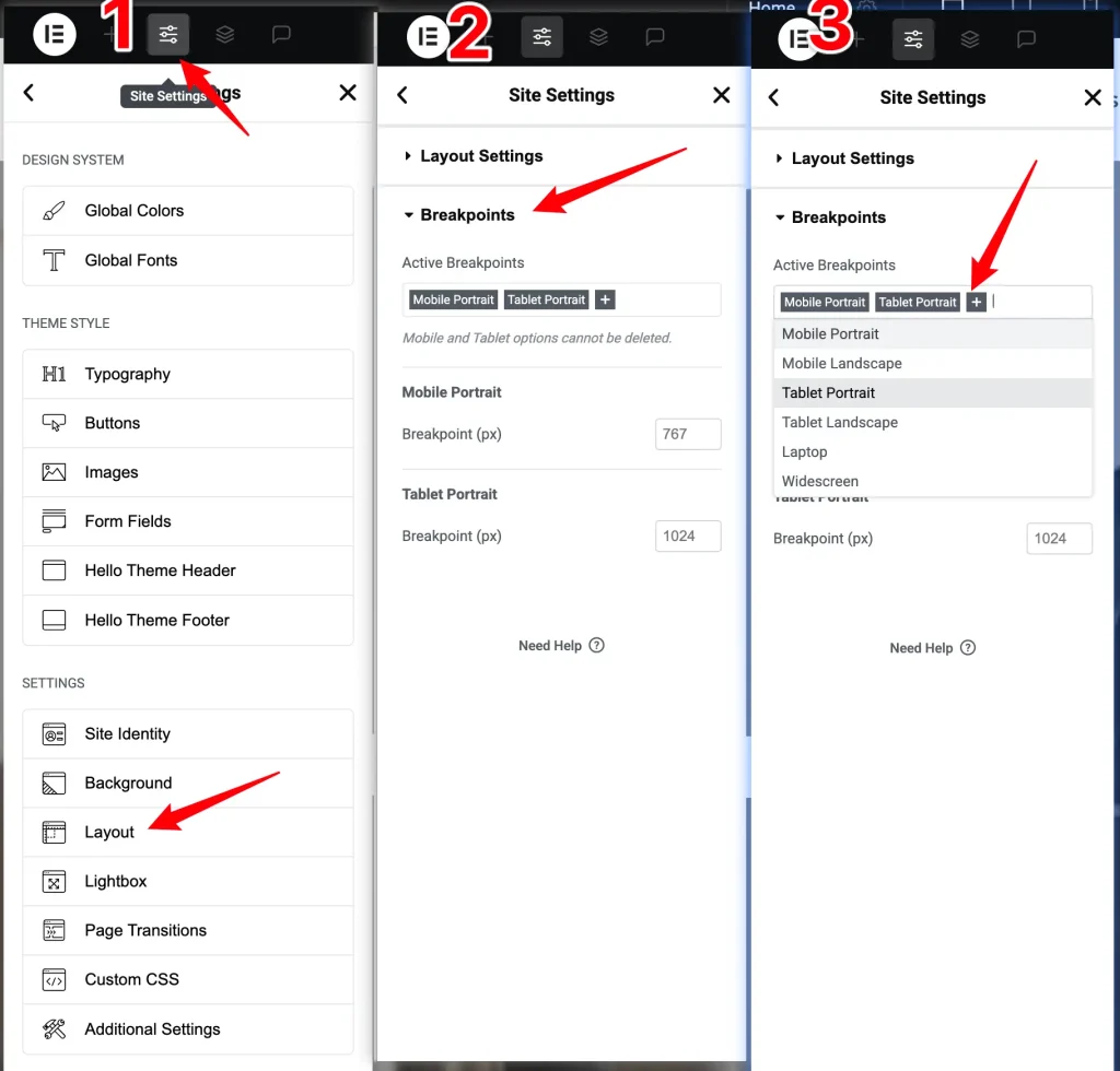 自定义响应式断点 - Elementor响应式设置详解(附视频) - NUTSWP Elementor响应式设置详解你可以进入 Elementor 站点设置 (Site Settings),然后进入布局设置(layout),在布局设置中有个断点设置(BreakPoints)点开就可以添加新的断点,还可以修改断点的像素大小。