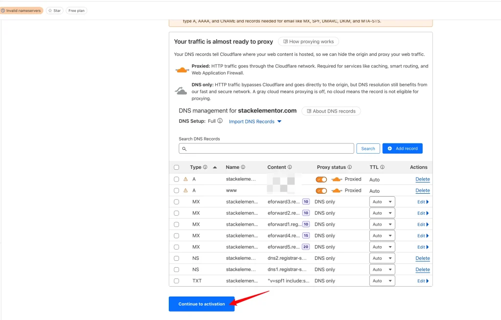 Cloudflare会自动获取到已经设置的DNS解析 - 如何将Namecheep域名转移到Cloudflare？ - NUTSWP