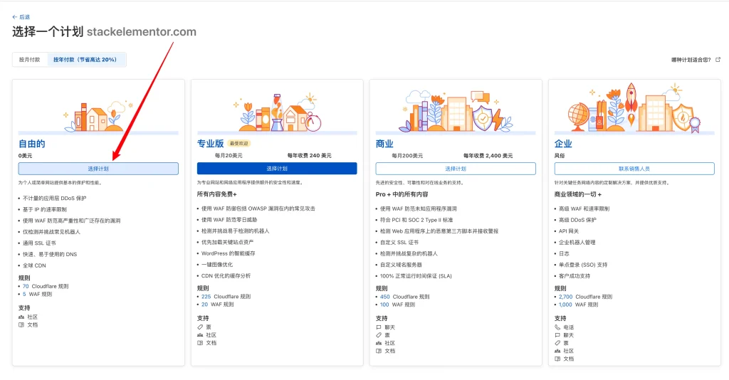 选择Cloudflare的免费计划 - 如何将Namecheep域名转移到Cloudflare？ - NUTSWP